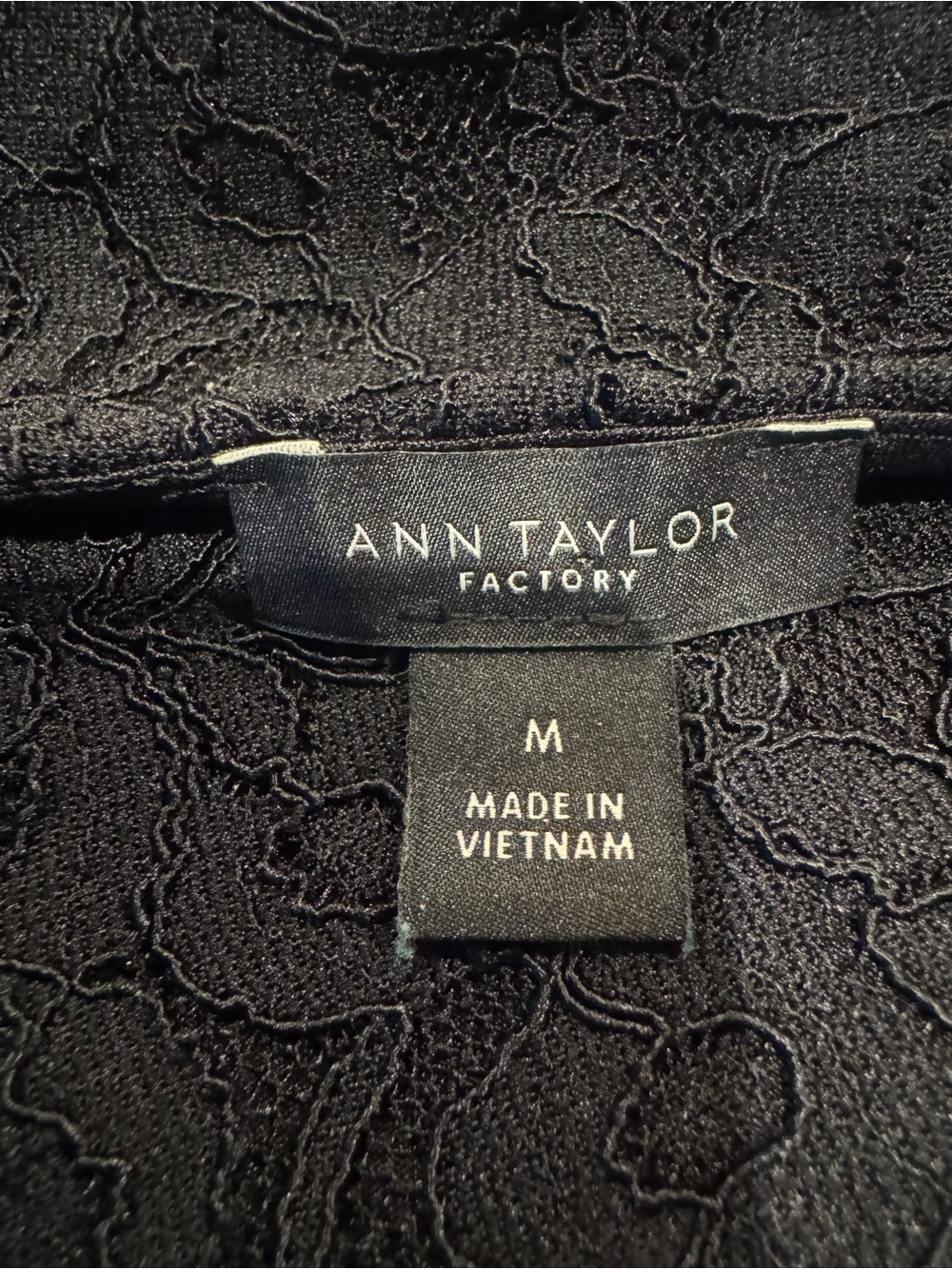 Ann Taylor Black Lace Bodysuit | Medium Scalloped Neck Long Sleeve Elegant Top - Picture 9 of 13